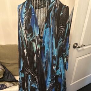 Abstract Blue Medium Lightweight Flowy Duster